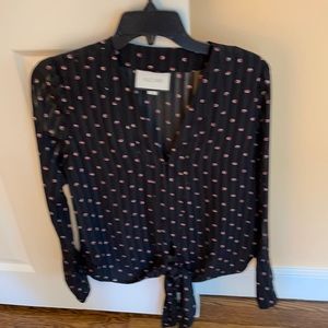 Alexis flowy small black top with dots